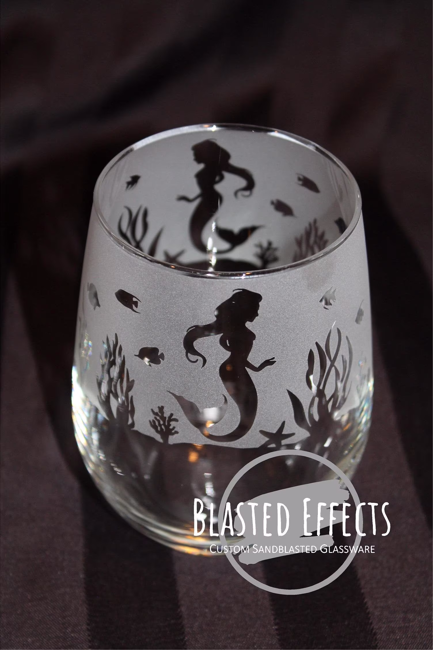 Mermaid Sandblasted Glass