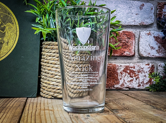 Engraved Worthington's Pint Glass. Personalised With Your Message. Great For Dad Or A Beer Lover