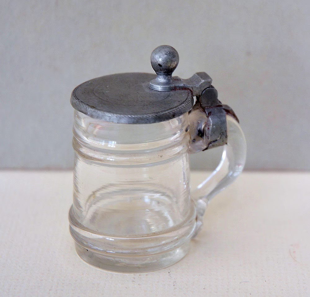 Beer Mug Stein Glass Pewter Metal Swiss German Bieregarten Munich Brewery Oktoberfest Design 1910S/1920S Art Deco Nouveau Jugendstil