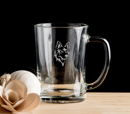 Husky Dog Personalised Beer Mug Glass Pint Glass, Tankard Hand Etched Gift Bartender.195