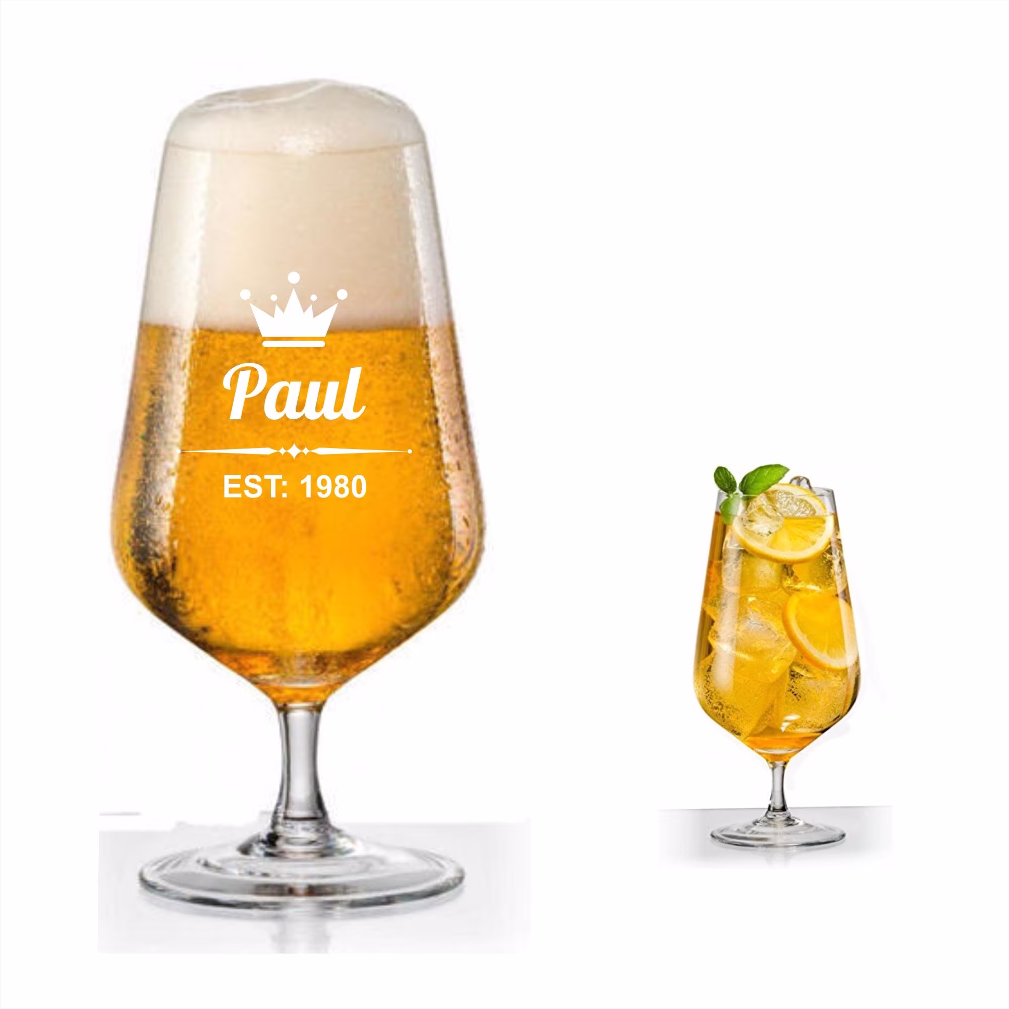 Personalised Engraved Stemmed Beer Glass Birthday Gifts, Gifts For Her, Him, Any Name, Year