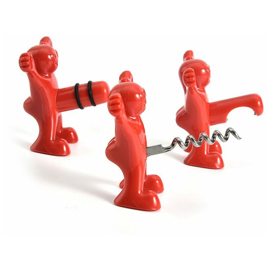 Corkscrew Gift Man Woman, 3 Pack Wine Bottle Opener Three Cute Red Men Corkscrews, Wine Stopper, Beer Bottle Opener