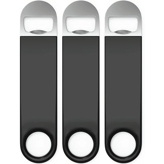 Set of 3 bartender bottle openers, beer bottle openers, professional quality bottle openers: Rubber coating, stainless steel. 7 inches