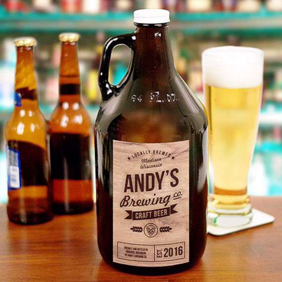 Personalized Craft Beer Brewing Co. Growler, Personalized Beer Gift, Growler, Craft Beer, Gifts For Him, Dad Gift -Gfyl1036879