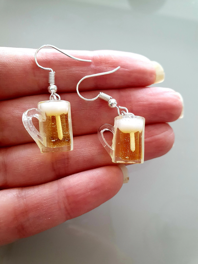 Beer Glass Style Resin Novelty Retro Earrings R118