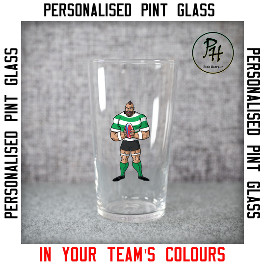 Personalised Rugby Pint Glass For Birthday Wedding Club Anniversary Christmas Gift