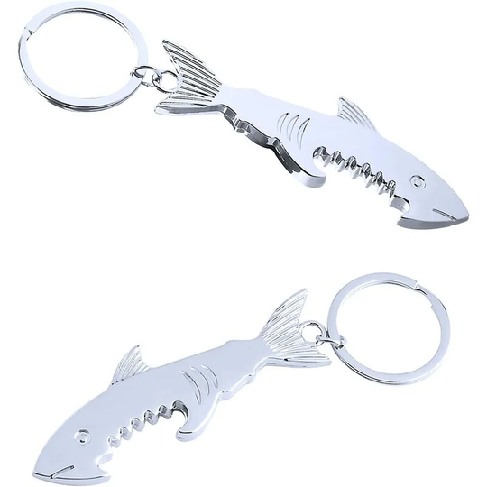 Naxunnn - 2 Pieces Beer Bottle Opener, Creative Metal Bottle Opener, Bottle Opener with Keychain for Bar, Party, Kitchen Funny Gift (Shark)