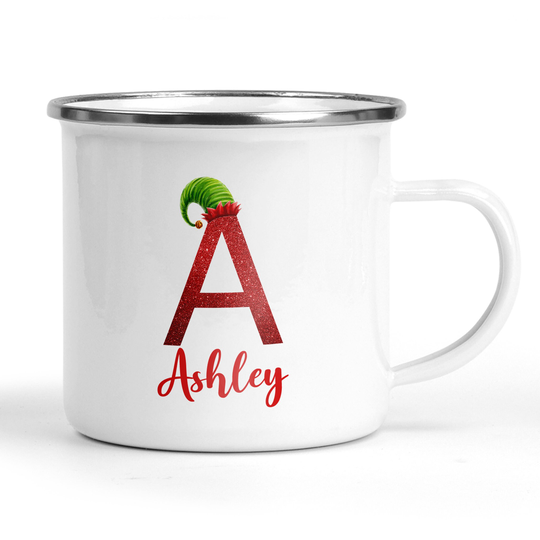 Personalized Christmas Elf Camping Mug, Custom Name Hot Cocoa Mugs, Holiday Party Gift, Tea Cup, Gift For Kids, Matching Set X-Xms047