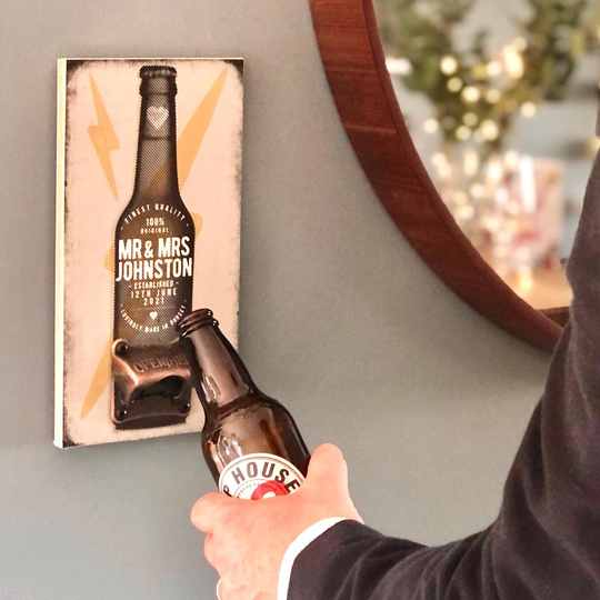 Personalised Beer Bottle Opener Couples Wedding Gift