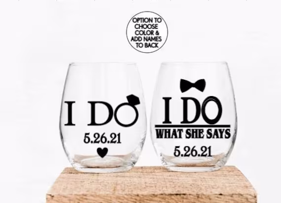 Wedding Gift For Couple, Engagement I Do & What She Says Gift Set Just Married Couple, Funny