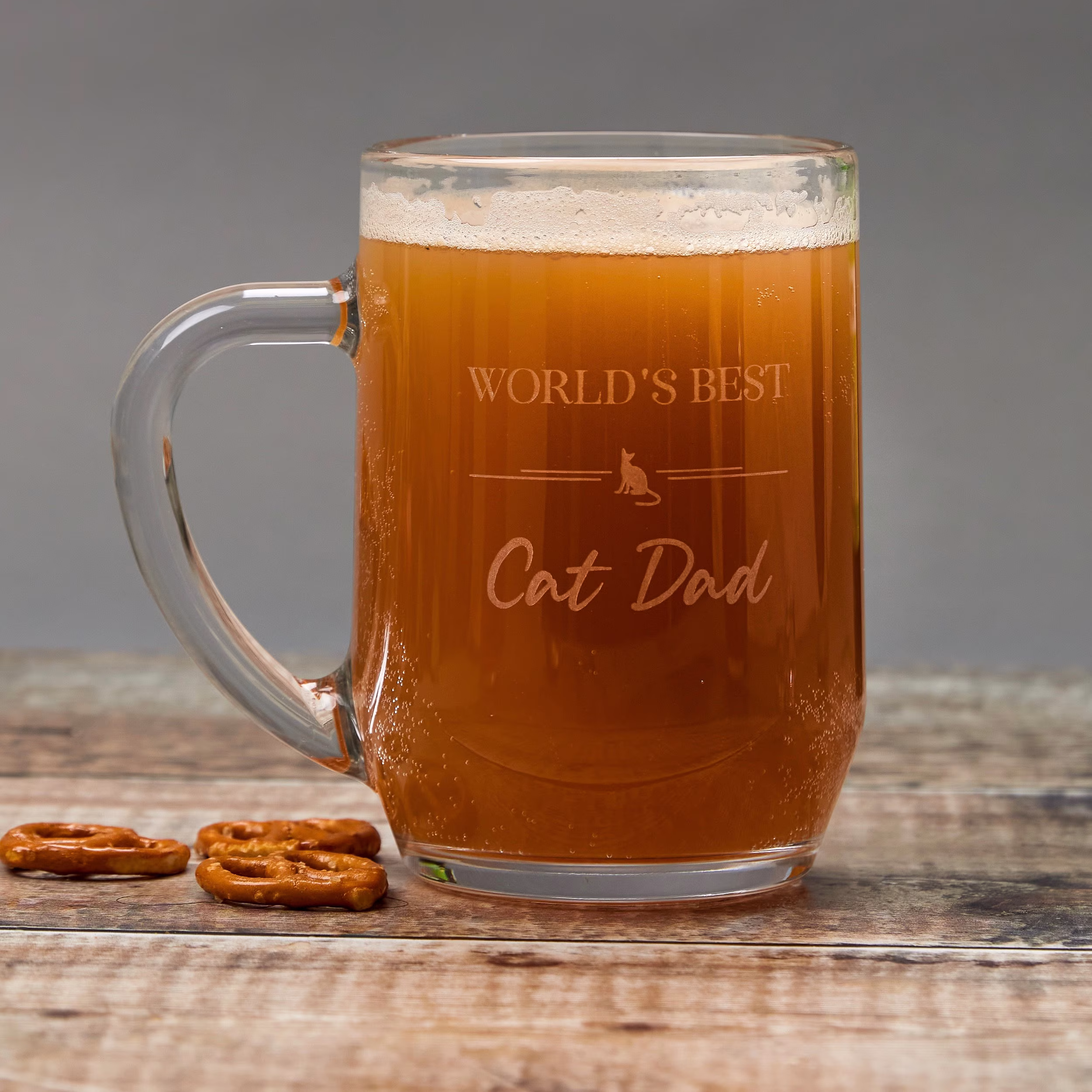 Personalized World's Best Cat Dad Beer Mug, Birthday Gift For Him, Gift, Pint Glass, Boyfriend
