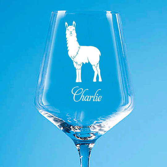 Personalised Llama Wine Glass, Whisky Alpaca Gift, Engraved Beer Glass For Him, Highball