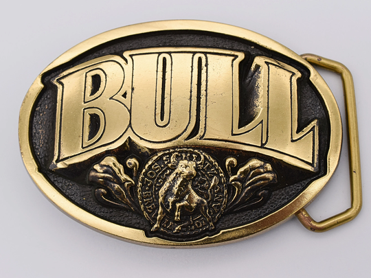 Schlitz Bull Brewing Beer Malt Liquor 1970S Solid Brass Vintage Belt Buckle