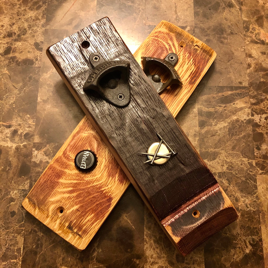 Wall Mount Bottle Opener - Barrel Stave Oak