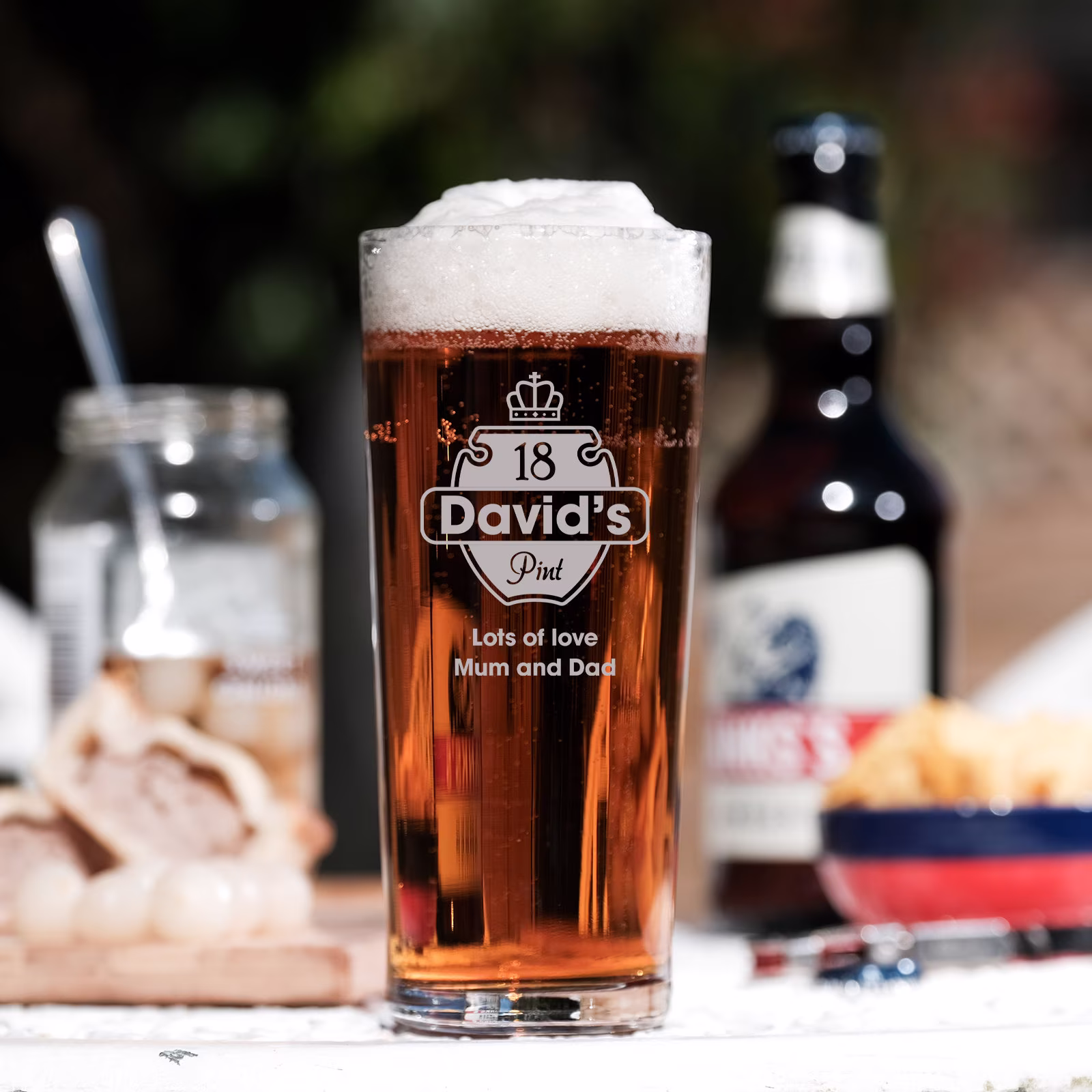 Personalised Pint Glass Engraved With 18Th Crown Crest Design Birthday Gift