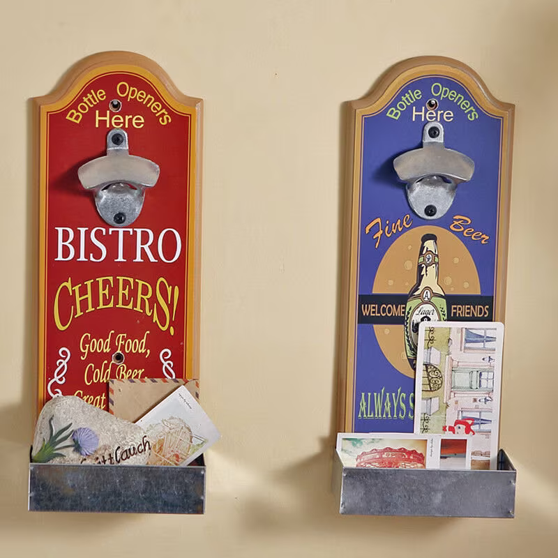 Vintage Retro Wall Bottle Opener Lid Holder Storage Bar Accessories Sign Display Bistro Fine Beer