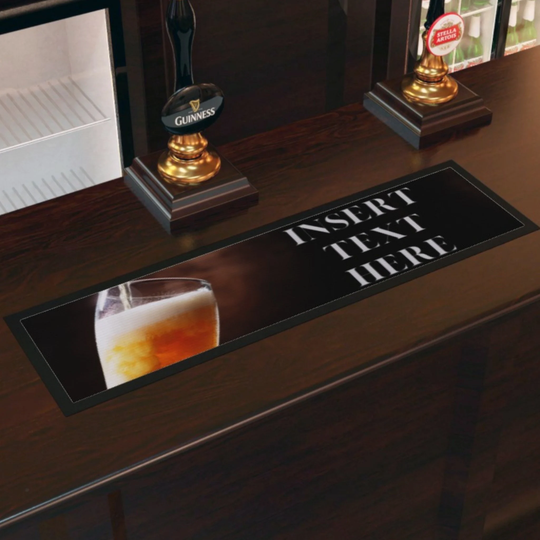 Personalised Lager Beer Glass Style Bar Runner | Insert Your Own Text