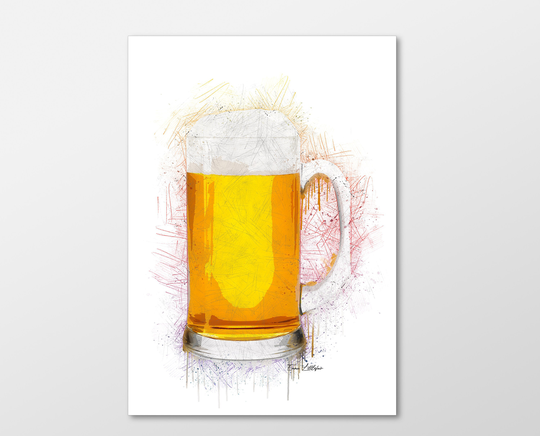 Beer Glass Art Print - Perfect For Kitchens & Offices
