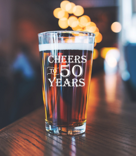 Cheers To 50 Years Engraved Pint Glass - Birthday Gift Dad 1971