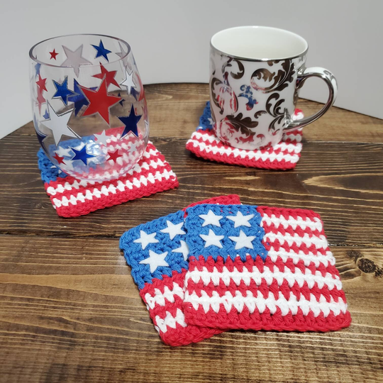 American Flag Coaster Crochet | Set Of 4
