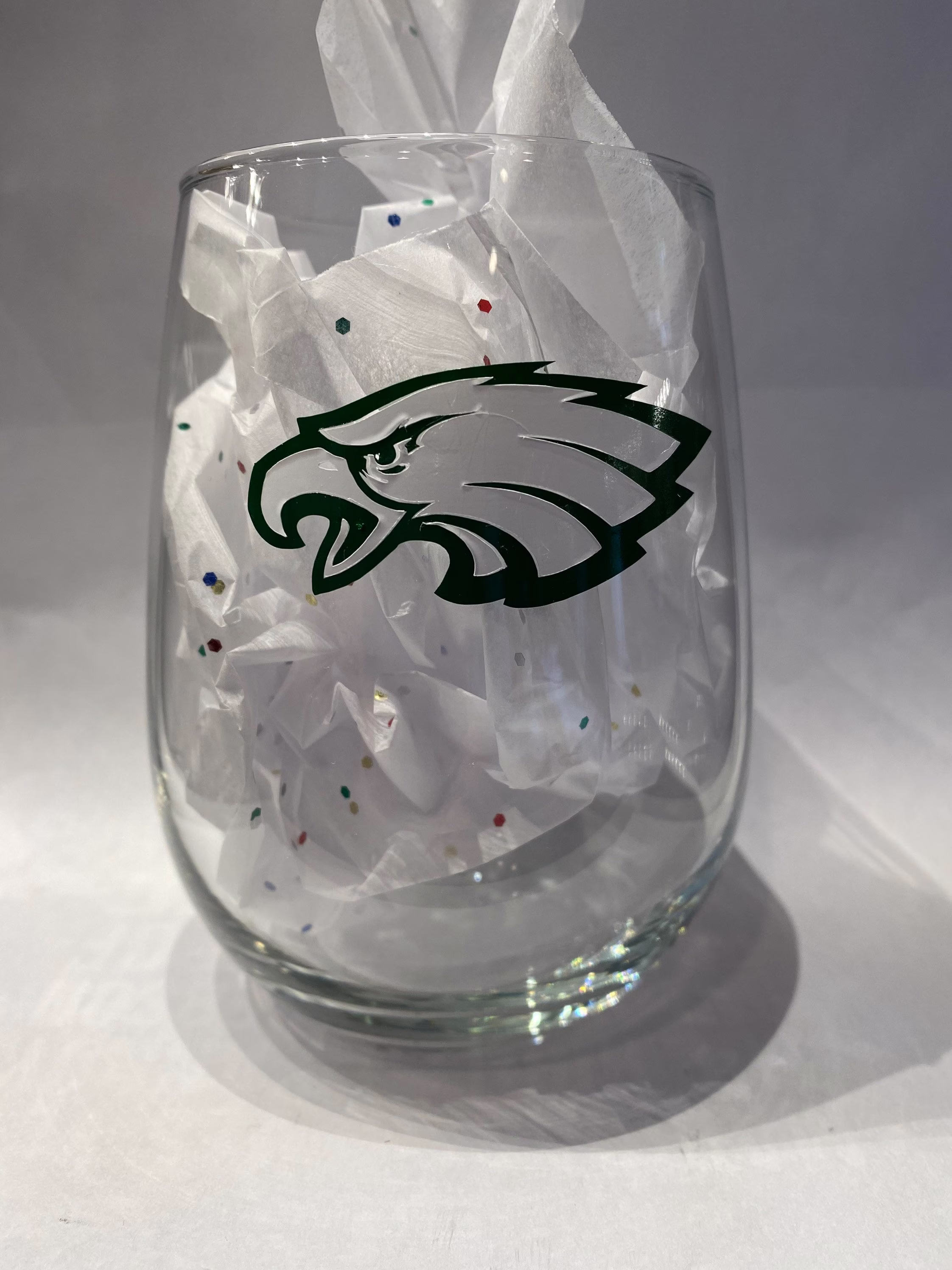 Philadelphia Eagles Stemless Wine Glass