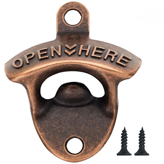 Creative Zinc Alloy Bottle Opener Retro Wall Hanging Beer Bottle Opener Wall Hook Bottle Opener (Antique Red)