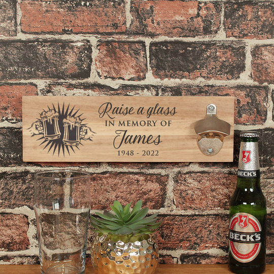 Raise A Glass Memorial Wall Mounted Beer Bottle Opener