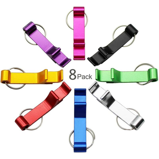 8pcs Innovative Multifunctional Practical Beer Bottle Opener Can Novelty Gifts Mini Versatile Opener Keychain