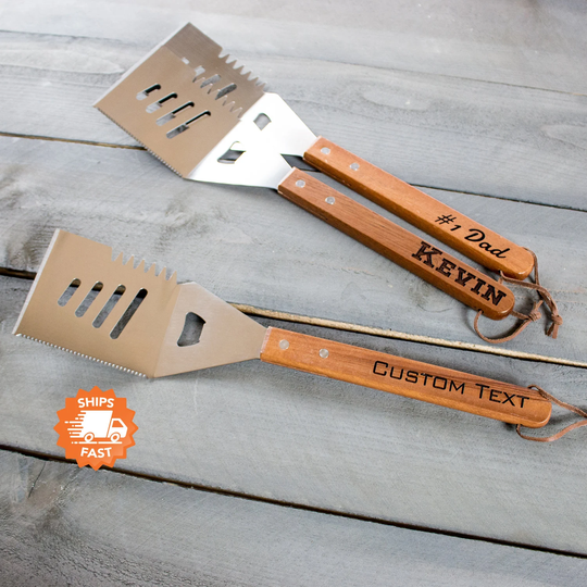 Personalized Grilling Spatula - Gifts Tools For Men, Bbq With Beer Bottle Opener, Dad, Design Name