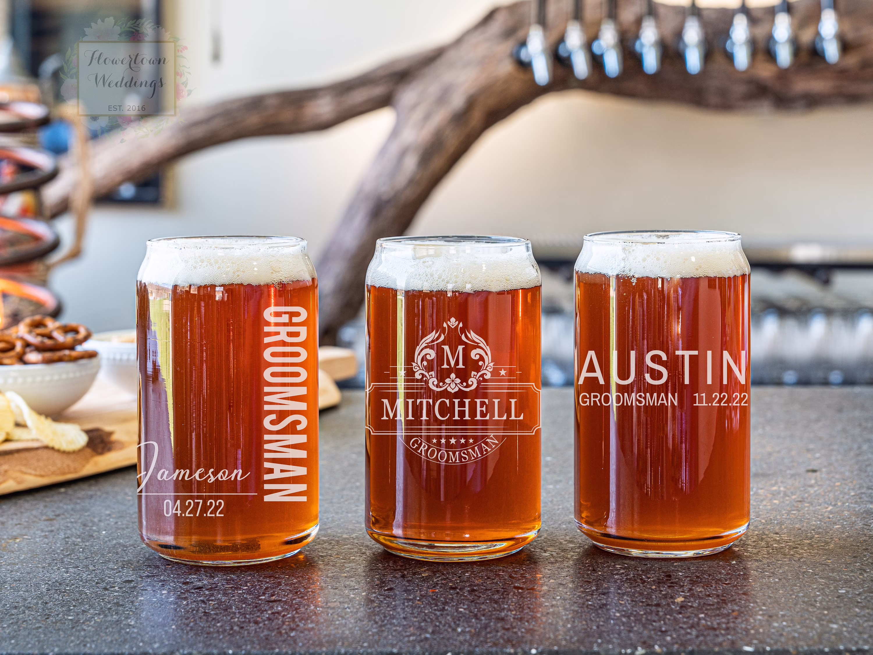 Groomsman Beer Can Style Glasses, Personalized Glass, Pint Glass For Groomsman, Wedding Party Gift Idea