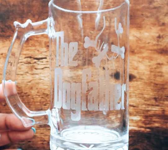 The Dog Father Beer Glass/Etched Dad Gift