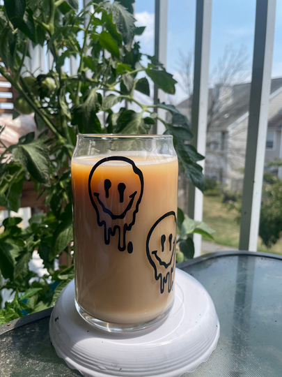 Iced Coffee Glass - Cup -Smile Face Glass Beer Can