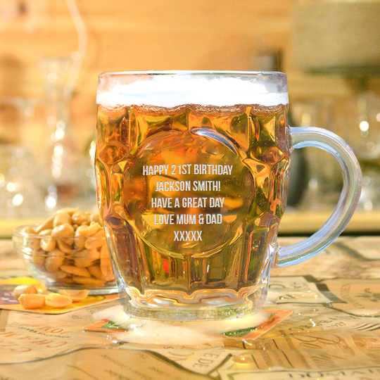 Traditional Personalised Beer Glass Tankard In Box