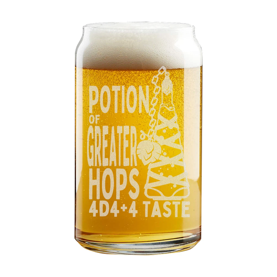 Potion Of Hops Beer Can Glass, Meeple Dungeons & Dragons Pint Dnd Glass