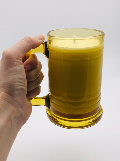 Scented Soy Candle | Retro Amber Beer Stein Oakmoss And