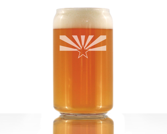 Arizona Flag - Cute State Beer Can Pint Glass, Large 16 Ounce Size, Etched Sayings, Gift For Arizonian