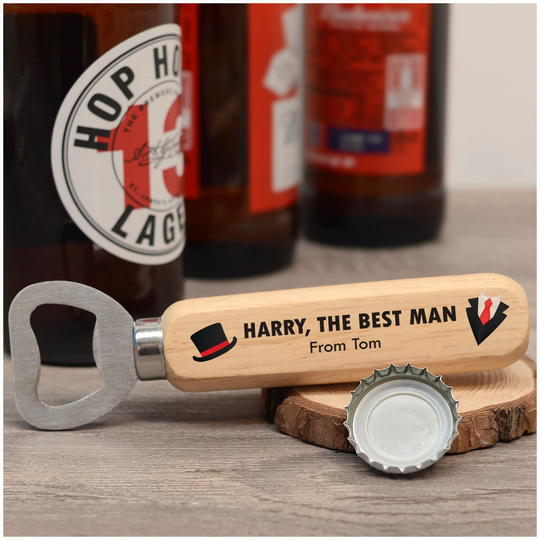 Custom Best Man Usher Groomsman Thank You Gifts - Personalised Wooden Bottle Opener Wedding From The Groom