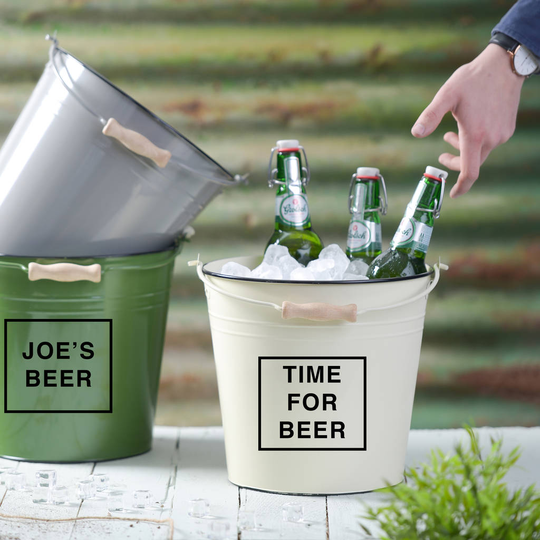 Personalised Beer Bucket, Green/Cream/Grey