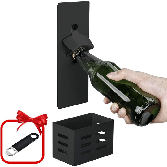 Bottle Opener Magnetic Bottle Opener Original Bottle Opener Wall Mounted Beer Bottle Opener with Cap Catcher for Bar, Kitchen, Home, Garage, Patio,