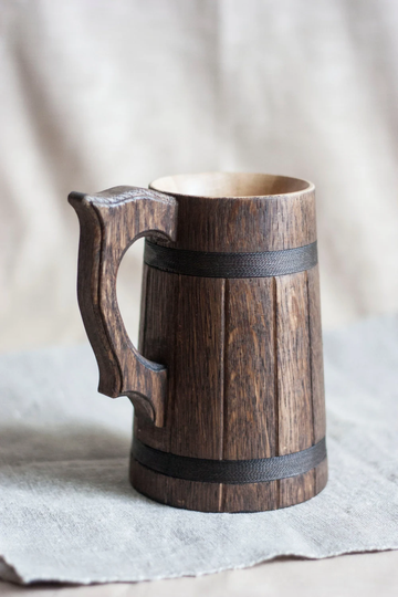 Groomsmen Wooden Beer Mug, Personalized Wedding Gift For Father Of The Groom, Best Man Wood Tankard 23 Oz, 0.7 L