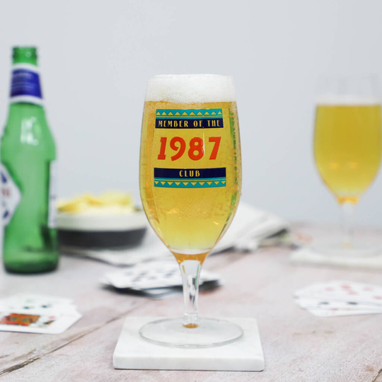 Personalised Member Of Year Stemmed Beer Glass