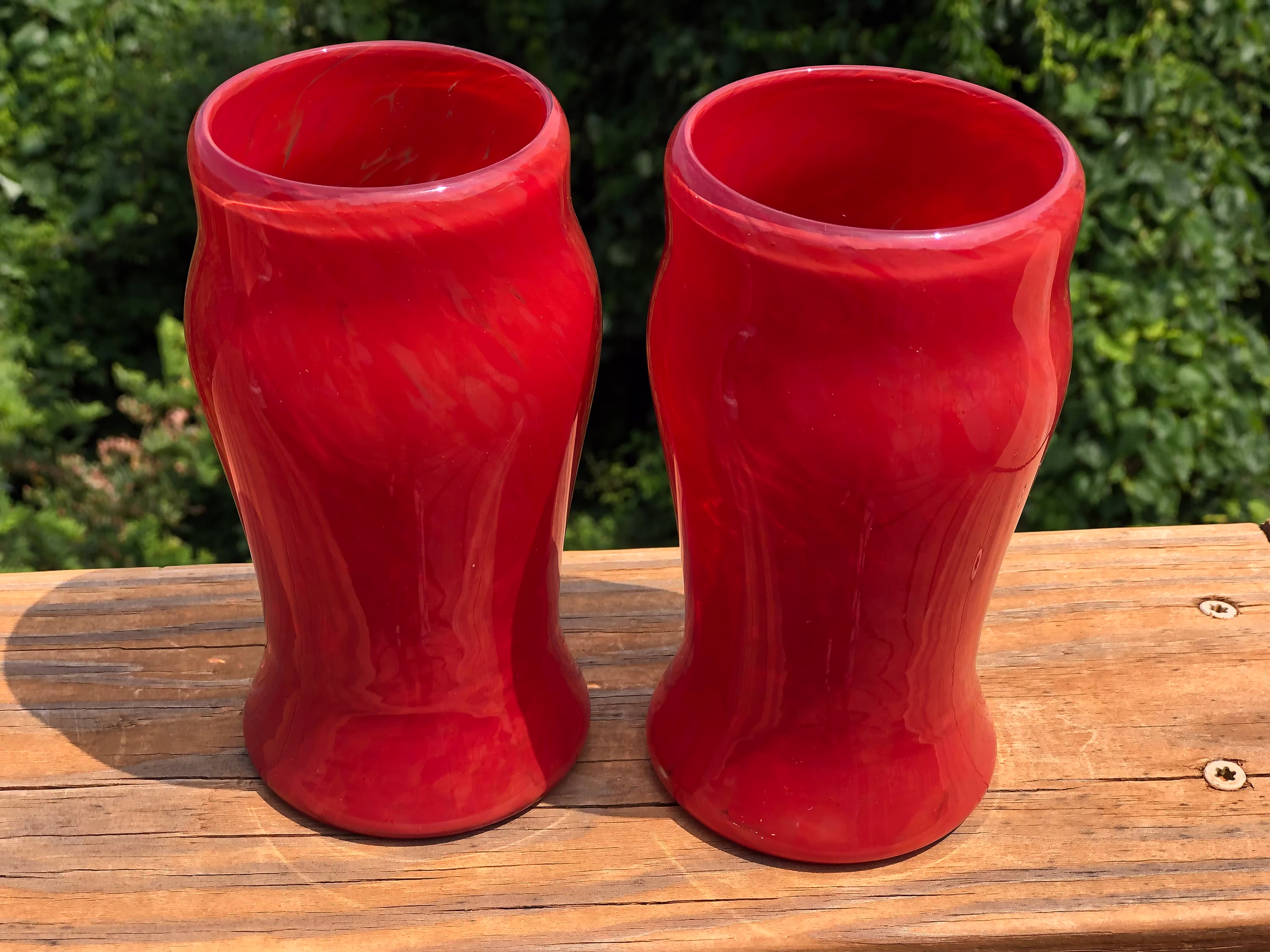 Antique Red Pint Glasses-Set Of 2