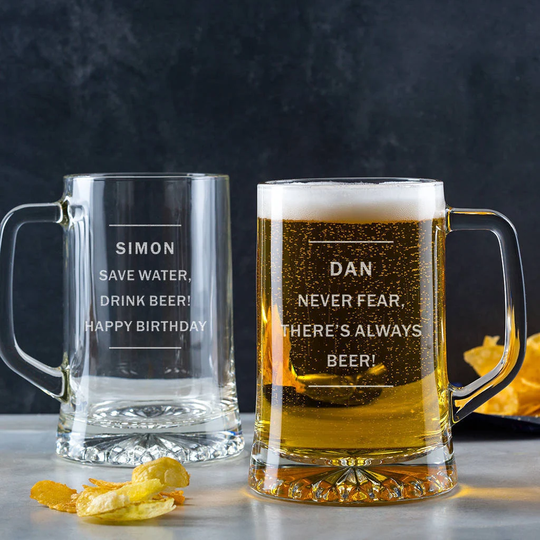 Personalised Pint Glass Beer Tankard For Him - Personalized Men Funny Birthday Gifts Husband Or Son