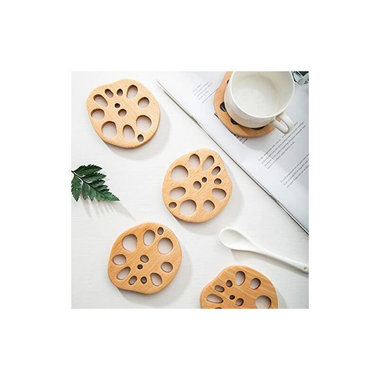Drink Coasters Wood Coaster Wooden Cup Holder Mug Hollow Anti-scalding Teacup Heat Insulation Mats Set of 4