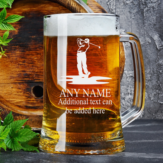 Personalised Engraved Pint Glass Beer Tankard Sports Award Golf Theme