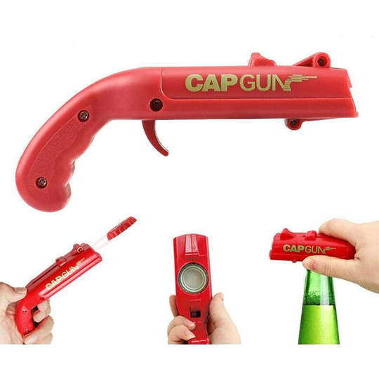 Bottle opener for gun launcher, toy for bar party and shooting game over 5 meters