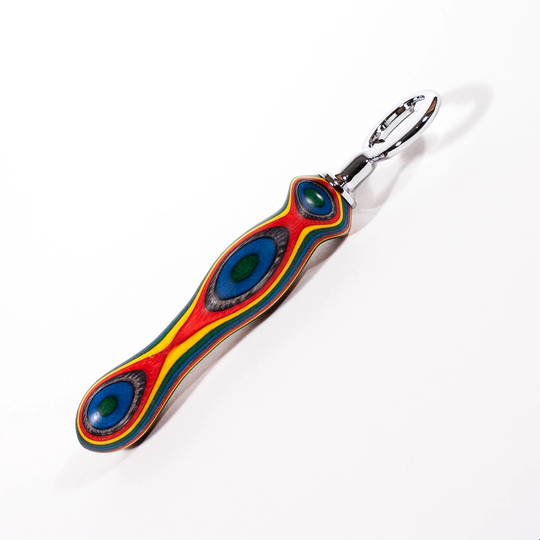 Bottle Opener, Chrome Plated, Confetti Birch Veneer, Laminated Wooden Handled