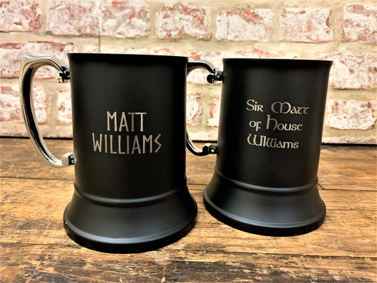 Personalised Engraved Stainless Steel Tankard | Medieval, Viking, Celtic, Fantasy Gift For Him Unique Drinking Beer Mug