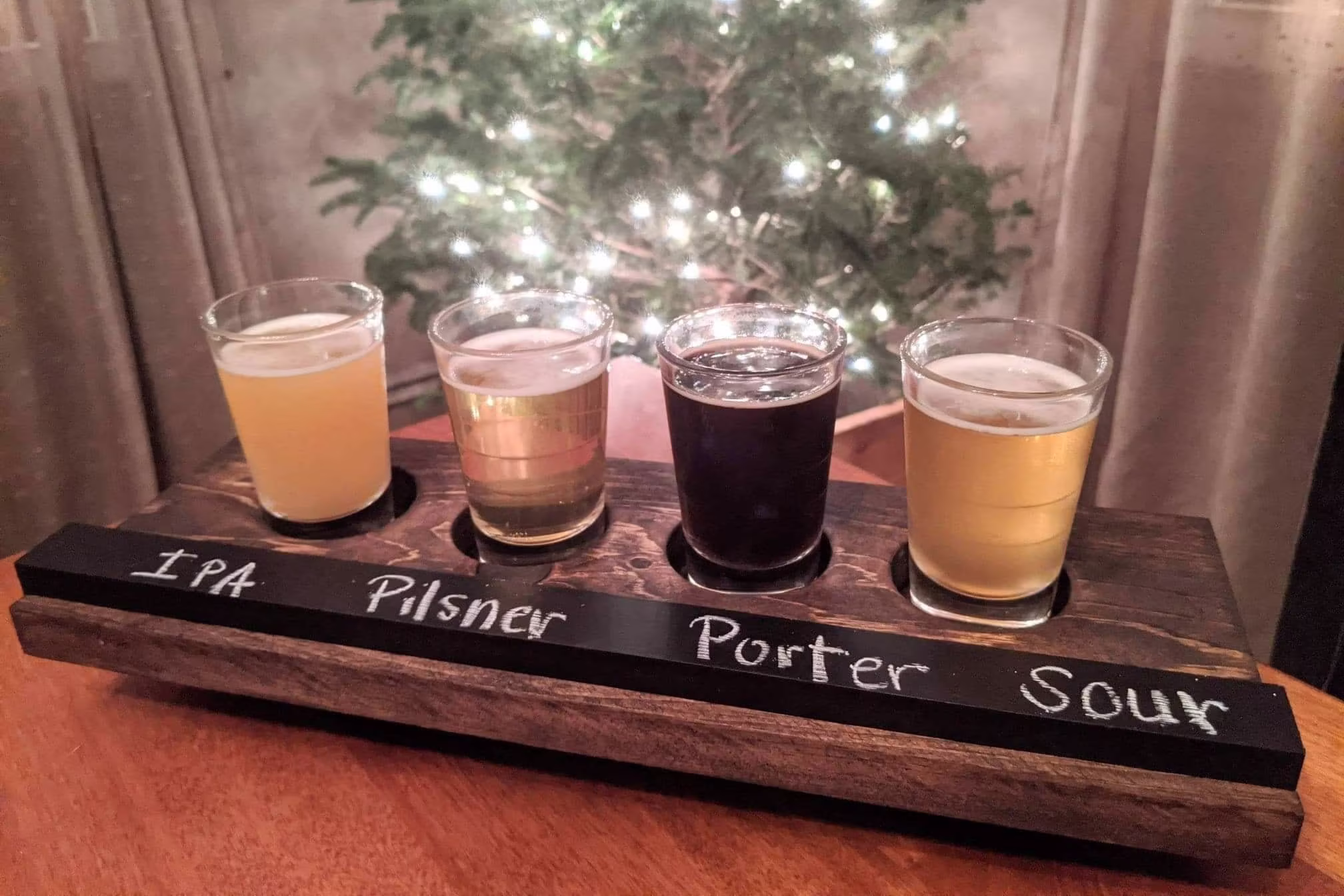 Craft Beer/Whiskey Flight Board W/Tasting Glasses & Removable Chalkboard Piece. Unique Beer Gift Usa Handcrafted. Ready To Ship