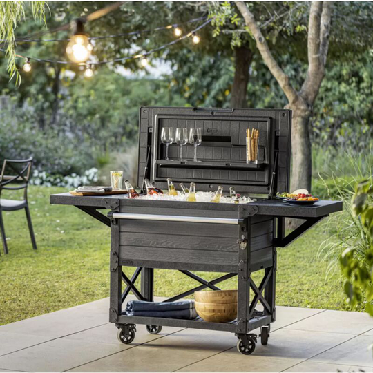Large Patio Cooler Garden Beverage Cart Drinks Beer Ice bbq Party Storage Table